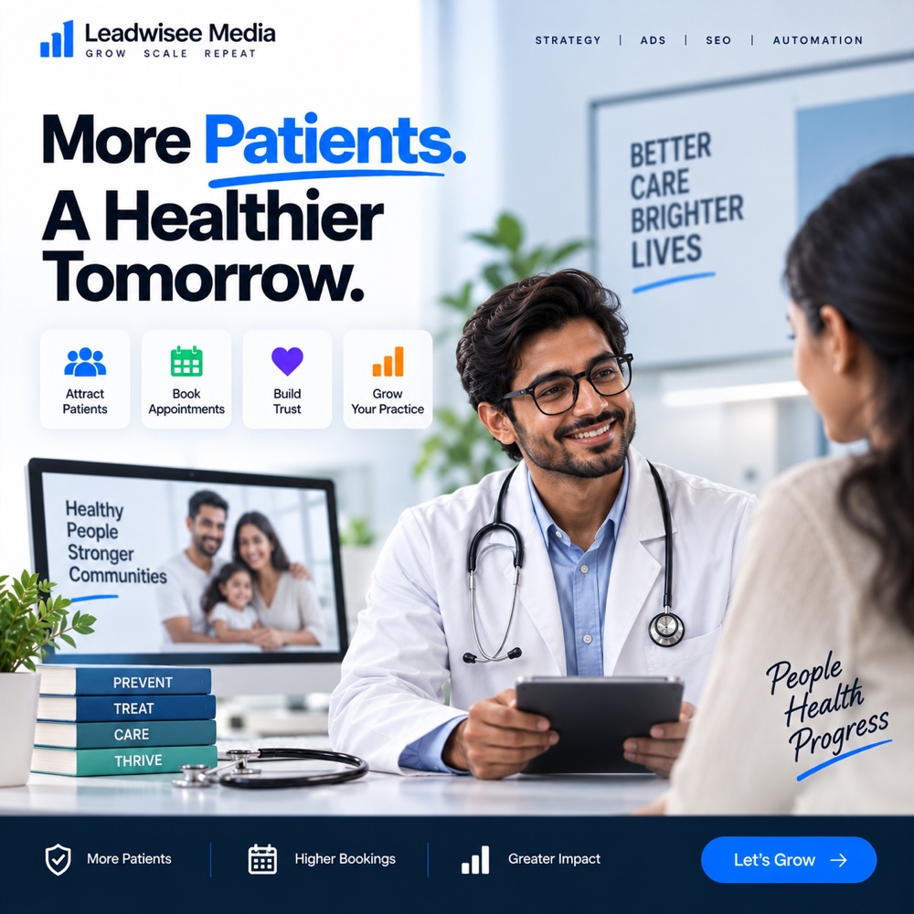 Leadwise healthcare campaign creative: more patients, appointment bookings, trust-building metrics