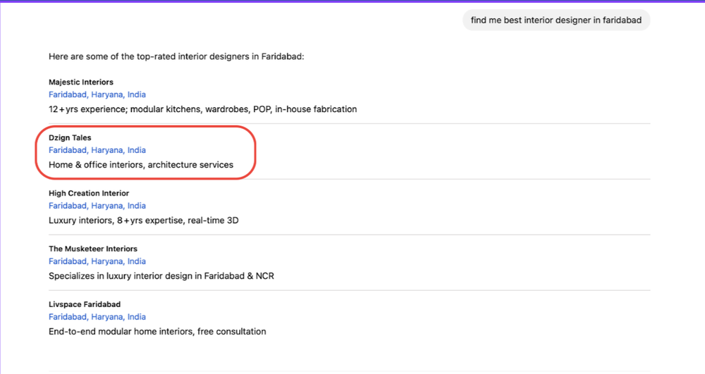 A real client cited by name in a ChatGPT search recommendation
